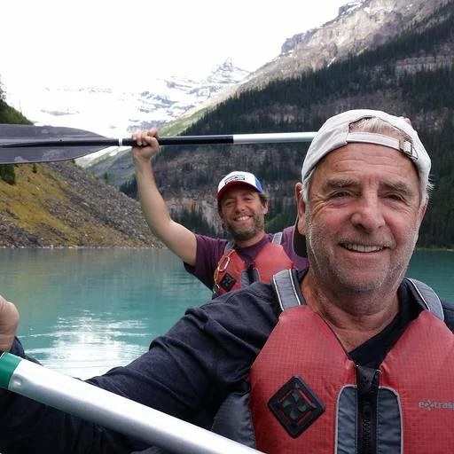 Craig, canoeing on a mountain lake